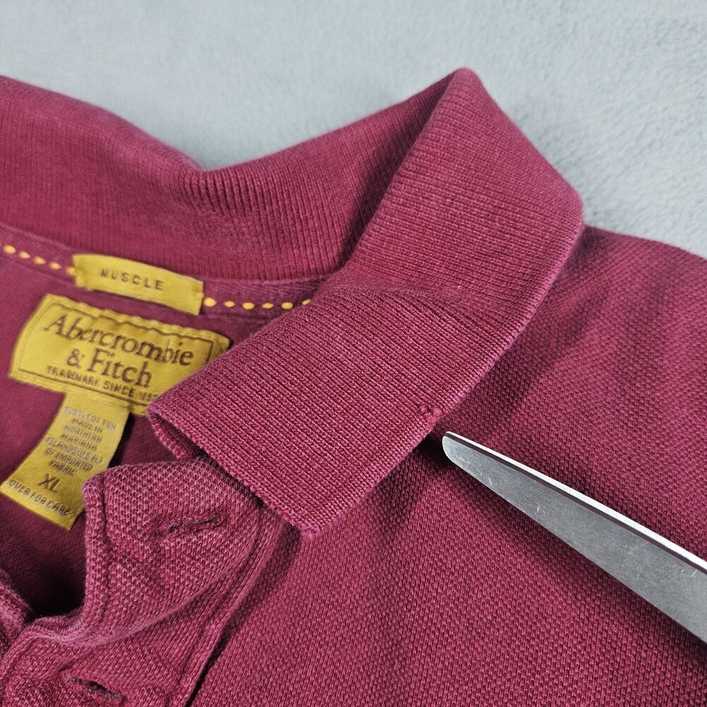 Vintage Abercrombie & Fitch Muscle Polo Shirt Mens XL Red Preppy Long Sleeve Y2K - Picture 5 of 16